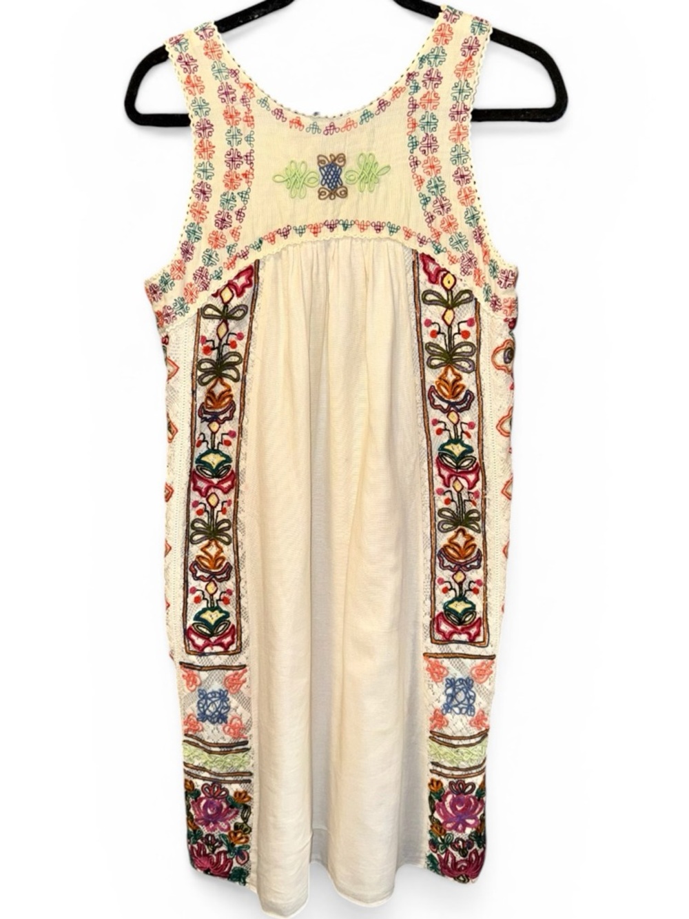 Anthropologie Khavita Bhartia Cream Midi Dress with Multicolor Floral Embroidery - Picture 5 of 13